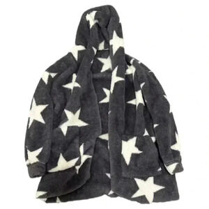 Super Star SHEIN Blanket like Sweater Hoodie White Stars on Navy/Grayish Color